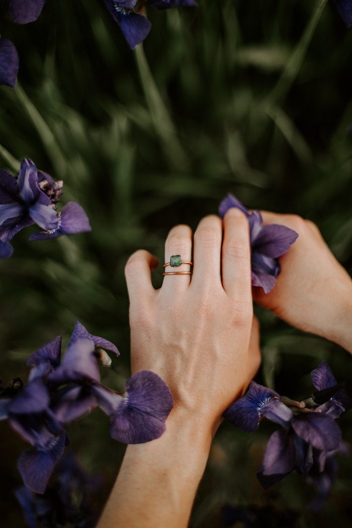 emerald engagement ring copper