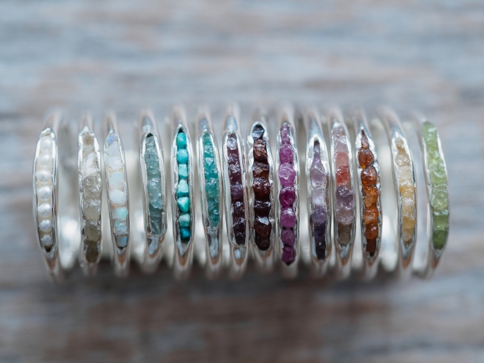 raw gemstone wedding band