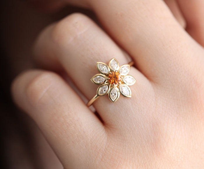 flower engagement ring etsy 