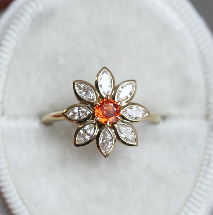 flower engagement ring etsy 