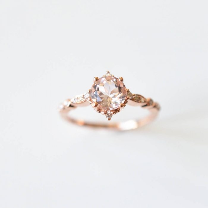 peach rose gold engagement ring
