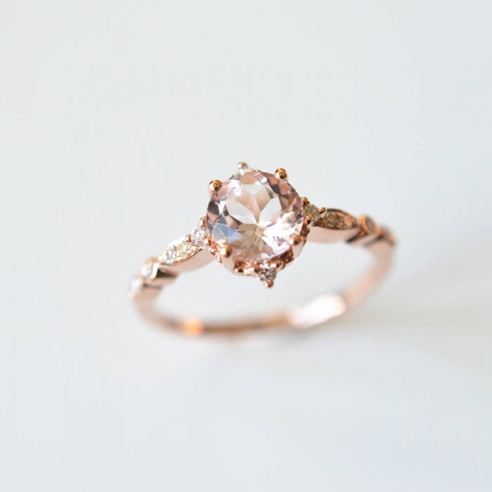 peach rose gold engagement ring