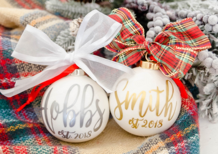 custom newlywed christmas ornament