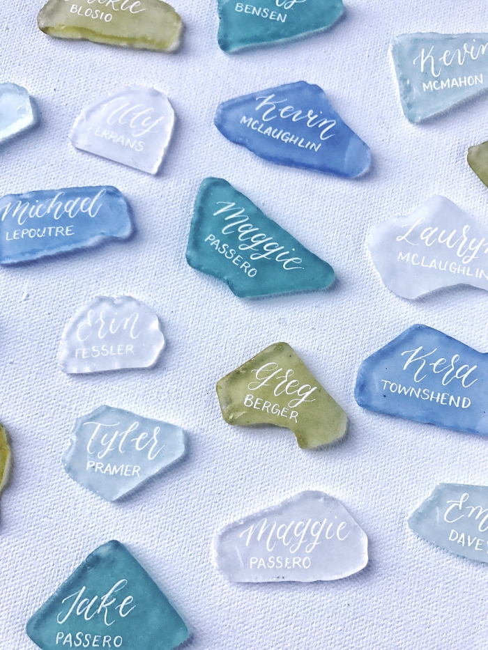 sea glass escort cards handmade etsy 