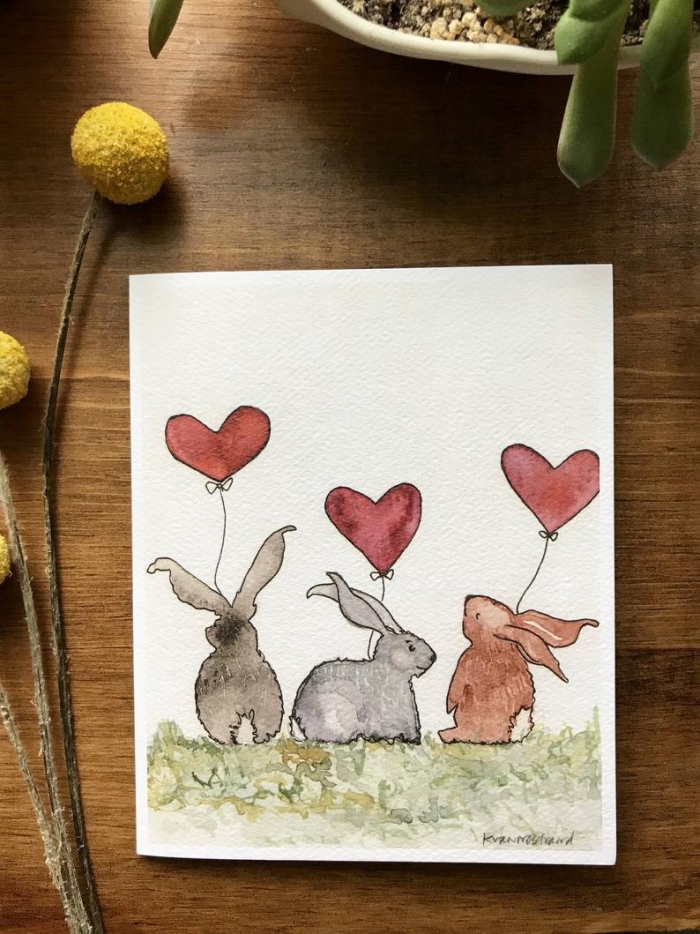 cute valentine card animals