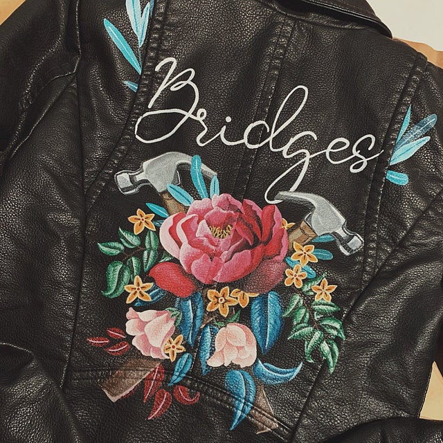 leather bridal jacket hand painted etsy 