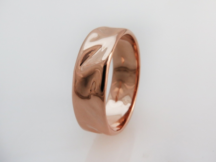 hammered rose gold wedding band etsy 