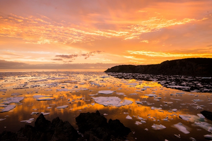 twilingate sunset with icebergs 