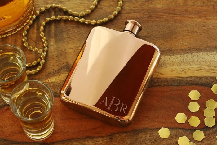 rose gold flask groomsmen gift etsy 