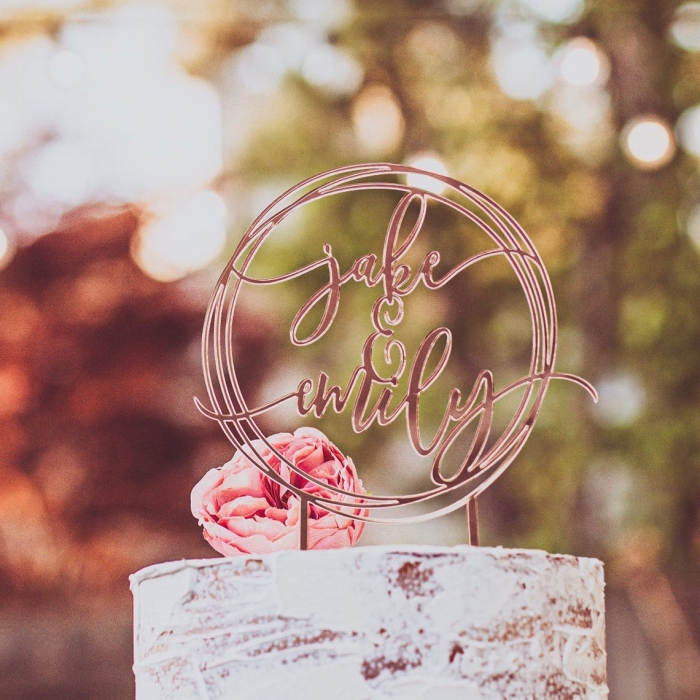 rose gold cake toppers