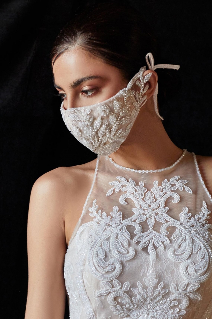embellished bridal face mask