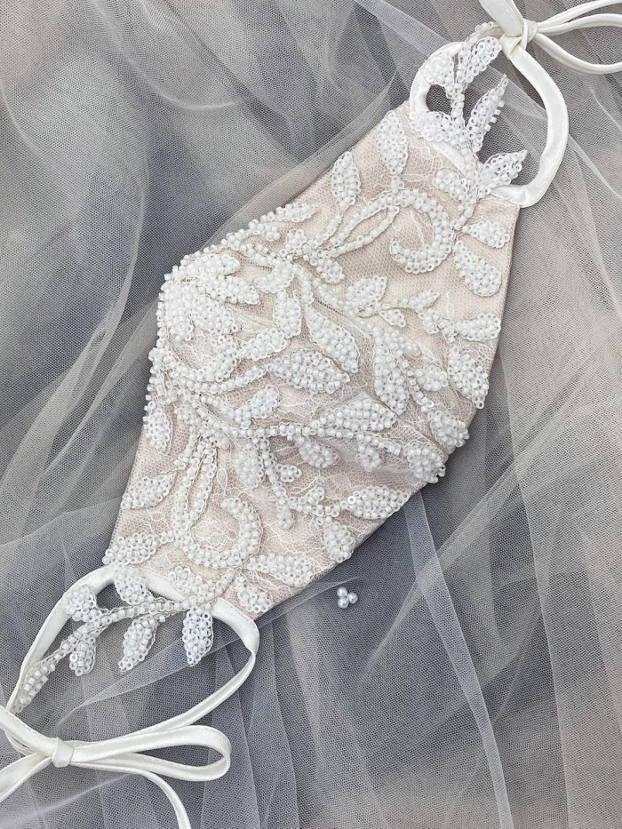 embellished bridal face mask