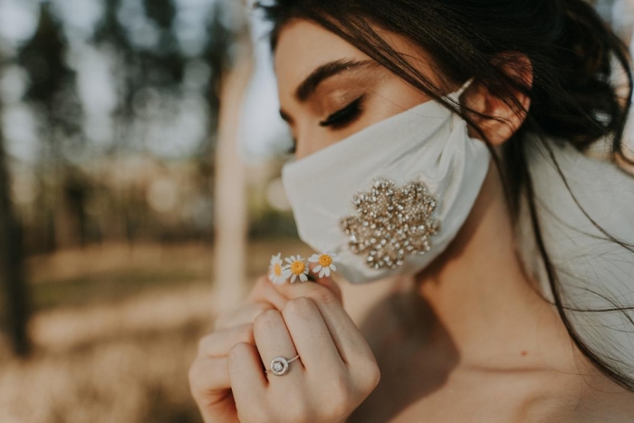 embellished bridal face mask 