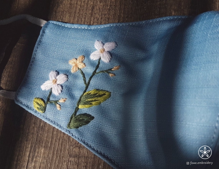 embroidered bridal face mask